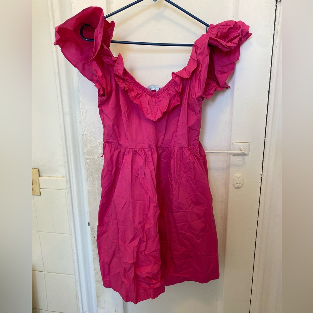 HILLHOUSE Ana Dress Pink Ruffle Mini HILLHOUSE Special edition. - Picture 5 of 7